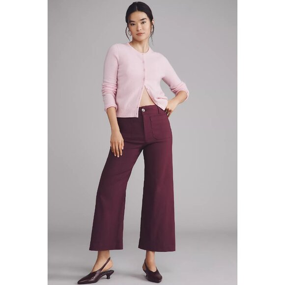 The Colette Bow Pocket Crop Wide-Leg Pants by Maeve Plum Purple 22W PLUS SIZE - Picture 2 of 4